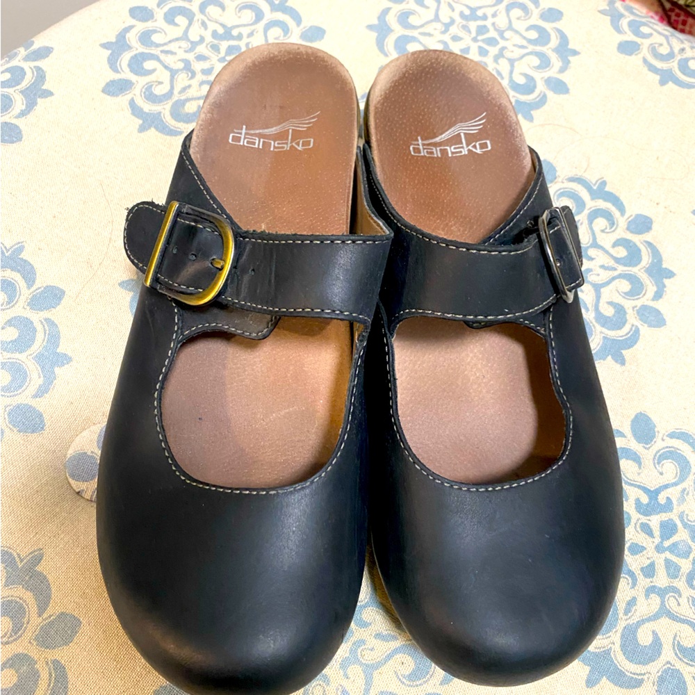 Dansko, Martina, Mary Jane, black leather clogs size size 38